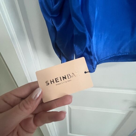 off shoulder blue top - Picture 2 of 2